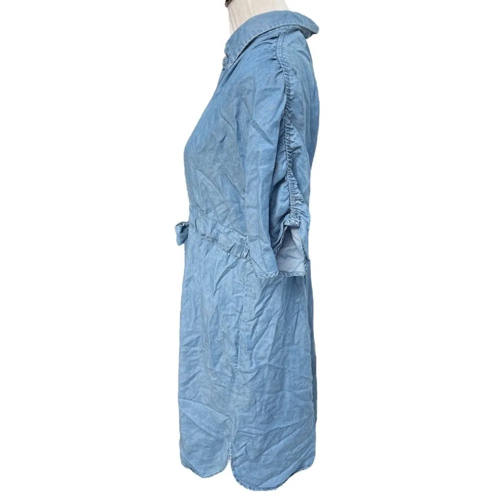 Marc New York Chambray Button Down Mini Dress Denim Blue Size Large - Image 3