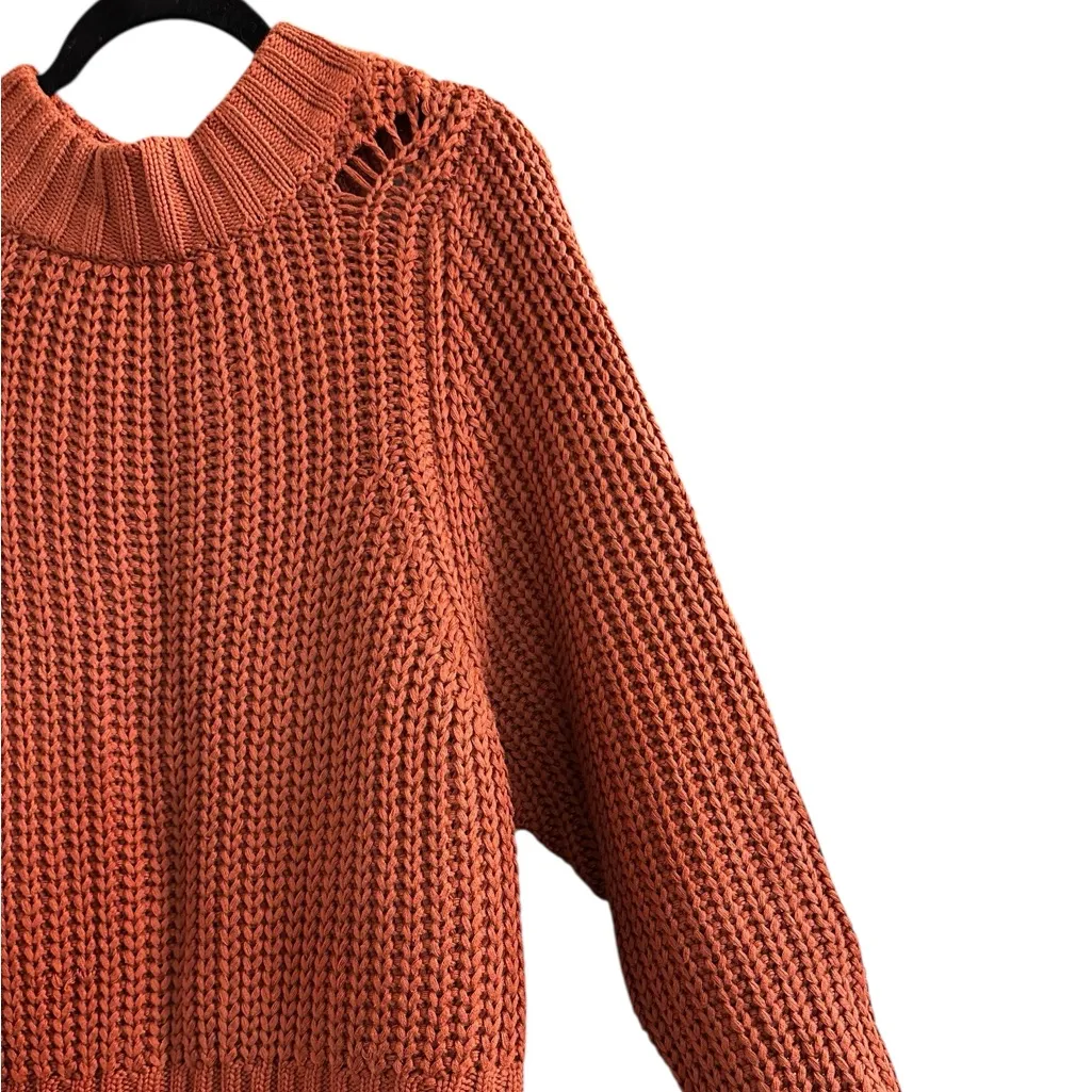 dRA Chunky Knit Sweater Pullover Oversized Boho Grunge Fall Rust Size Small Orange - Image 8