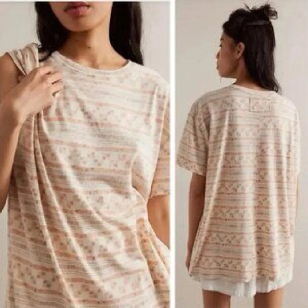 We the Free Boho Oversized Top Women's Beige Patterned Top NEW - Image 2