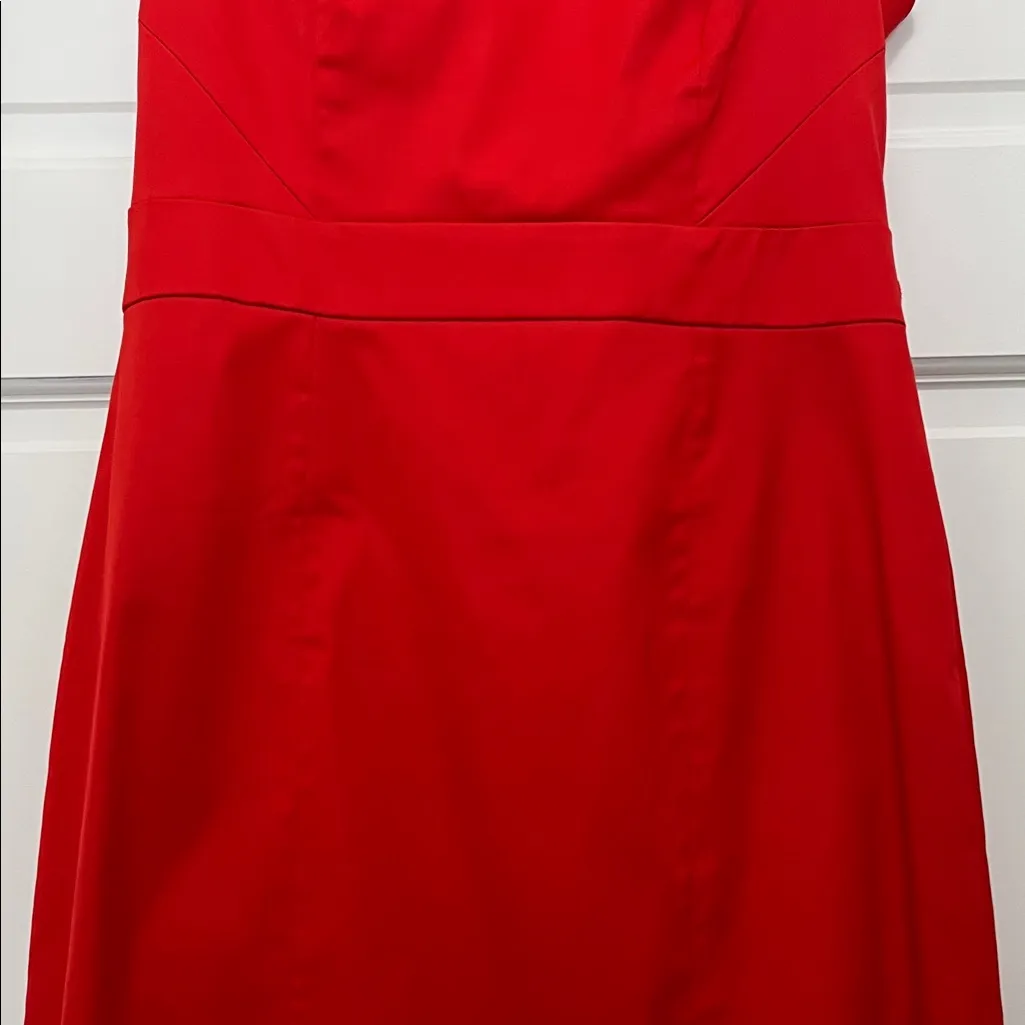 H&M Cherry Red Satin Strapless Mini Dress w/ Sweetheart Neckline - Size 8 - Image 3