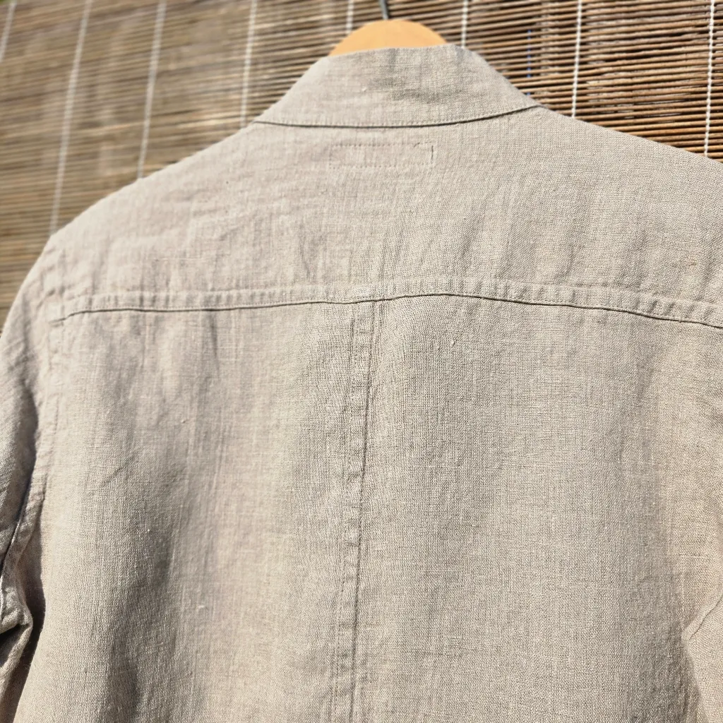 FLAX Clothing MILITARY JACKET 100% Linen Natural Beige Pockets P/4 - Image 8