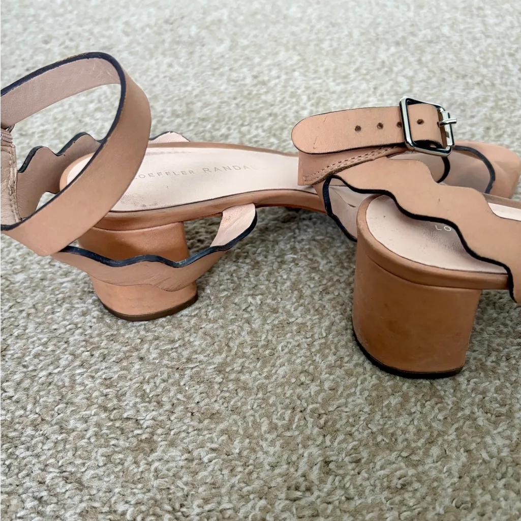 Loeffler Randall Emi Emi Scalloped Leather Block Heel Sandals Nude - Image 8