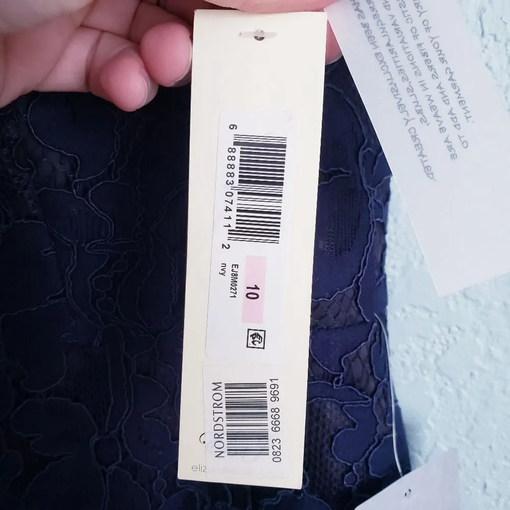 Eliza‎ J Navy High Neck Lace Sheath Dress - Image 6