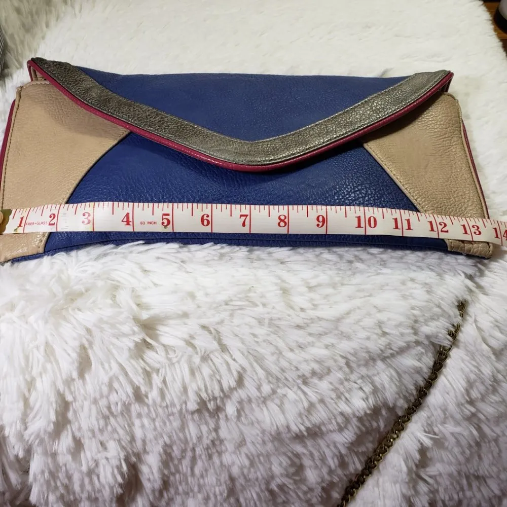 STEVE MADDEN Women's Blue, Gray, Tan, Silver Multi-Texture Color block Purse - Image 7