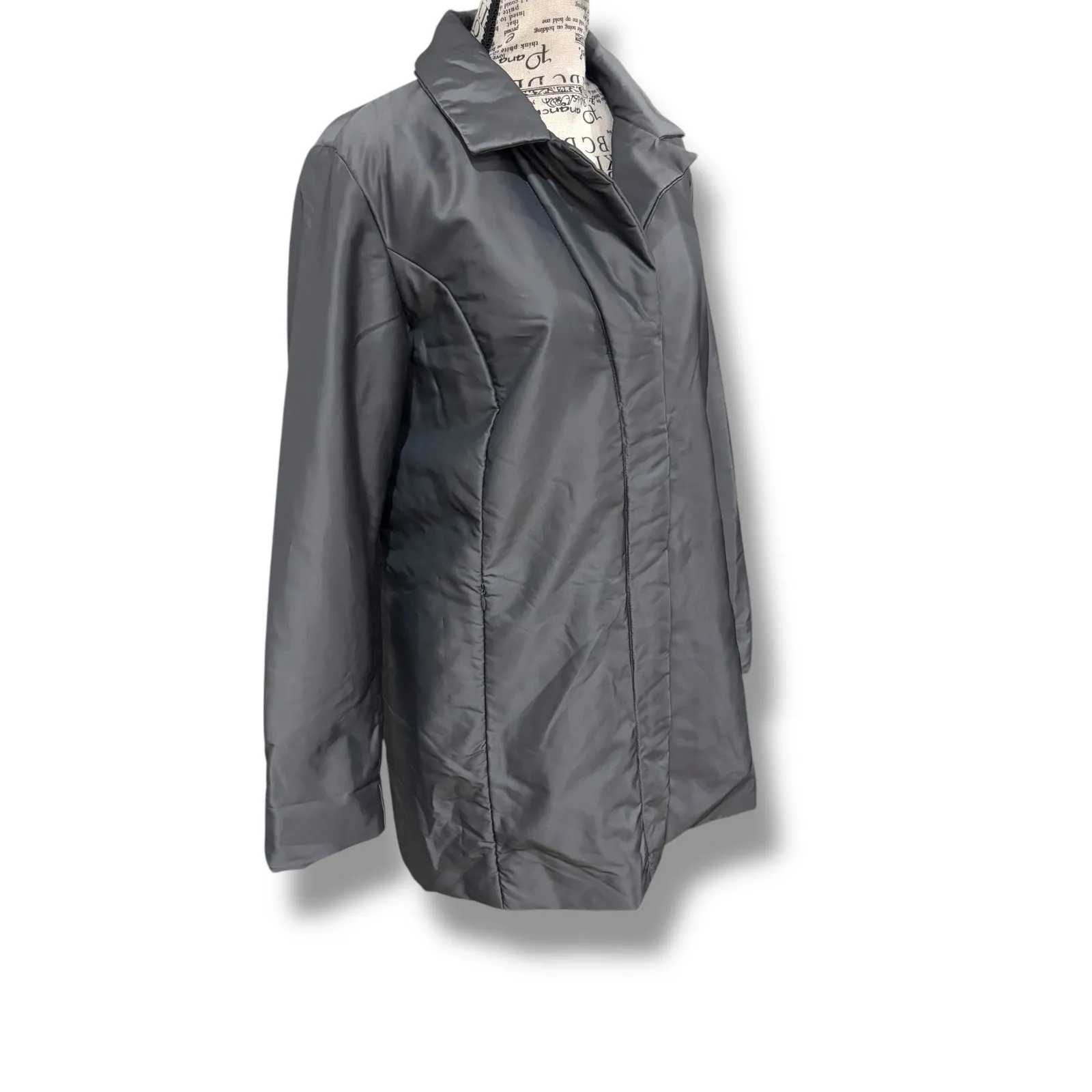 Marina Rinaldi Sport Size M L (17) Gray Iridescent Jacket Minimal Designer Italy - Image 5