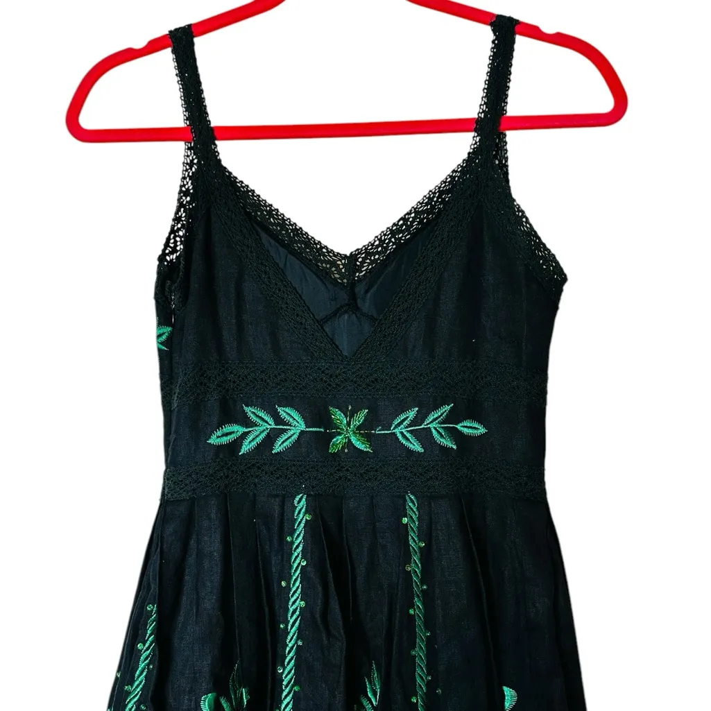 Vintage Sue Wong Linen Dress Embroidered Beaded Size 0 - Image 9