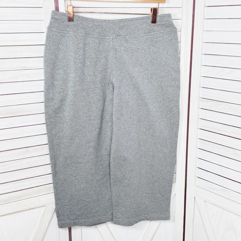 Marika Sport Knit Capri Peddle Pusher Pants Grey XL Athleisure Straight Leg Gray - Image 2