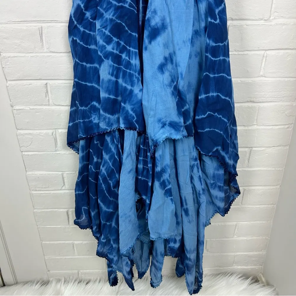 Sakkas Annabella Corset Bodice Handkerchief Hem Tie Dye Dress OS Blue Size undefined - Image 7