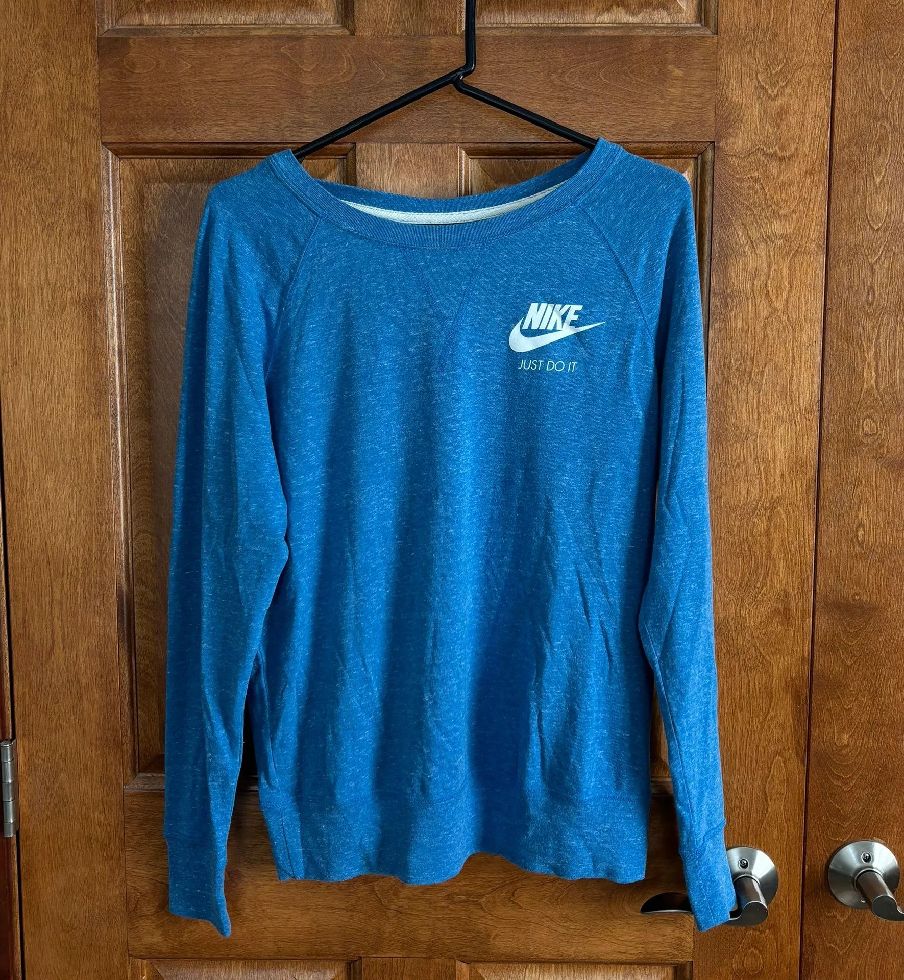 Womens Graphic Sweatshirt Blue Flecked Cotton - Image 3