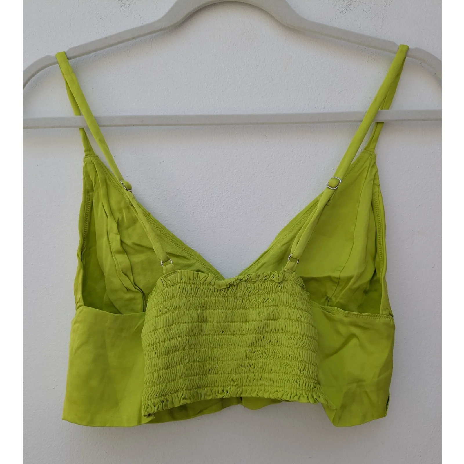 Aerie Women's Bralette Green Longline V-Neck Adjustable Straps Ruched Back Sz L - Image 9