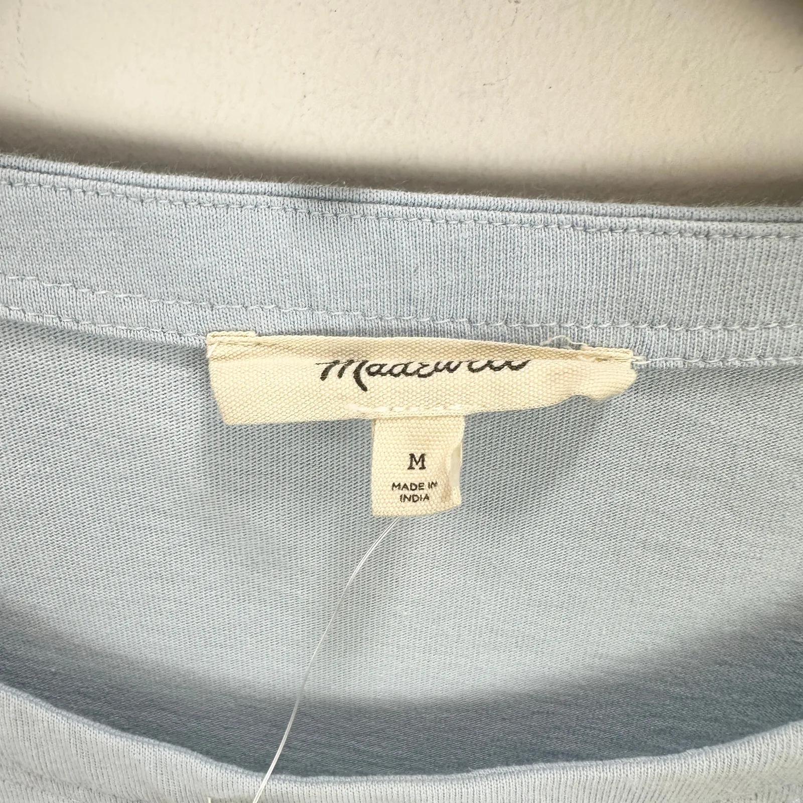 Madewell Side Cinch Puff Sleeve Tee Shirt Cotton Feather Blue Round Neck M NWT - Image 4