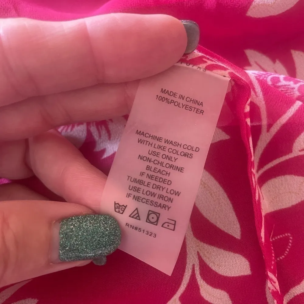 New Vince Camuto Boho Women's Pink Floral Chiffon Cardigan Duster - Image 6