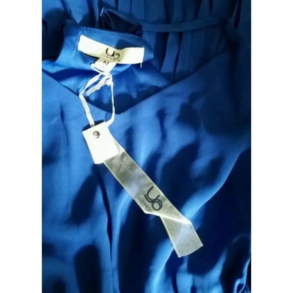 Blue Pleated Lace Trim Racerback ModCloth Dress by Ya Los Angeles - Image 7