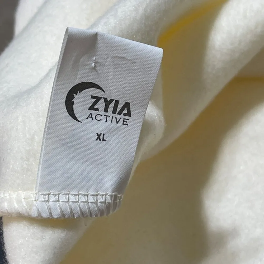 Zyia Active Polar Fleece 1/4 Zip Sweatshirt Cream Black XL Extra Large Women's - Image 4