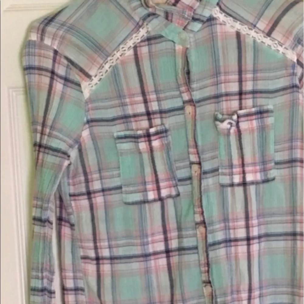 Seafoam, Pink and Blue Plaid Shirt - Image 8