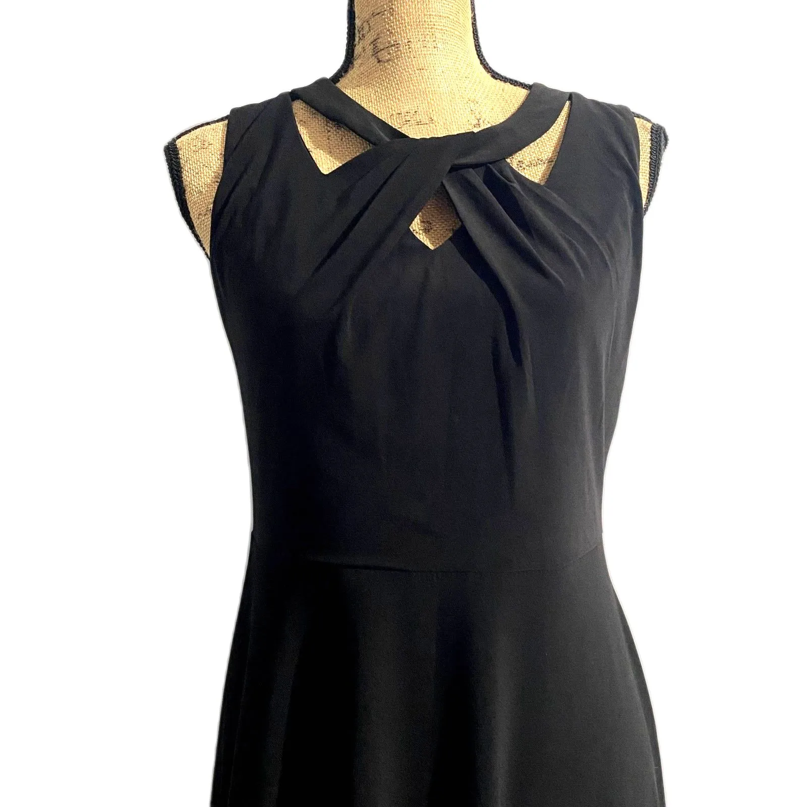 Jones Studio Twist Neck Little Black Dress Classic LBD‎ Fit & Flare Size 4 - Image 3
