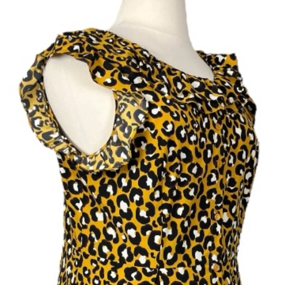 Who What Wear Midi Dress Ruffle Collar Yellow Leopard Women’s Plus Size XXL - Image 7