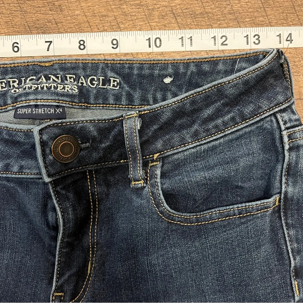 American Eagle Super Stretch X4 Jegging Denim Jeans Womens 6 Long Dark Wash Tall - Image 6