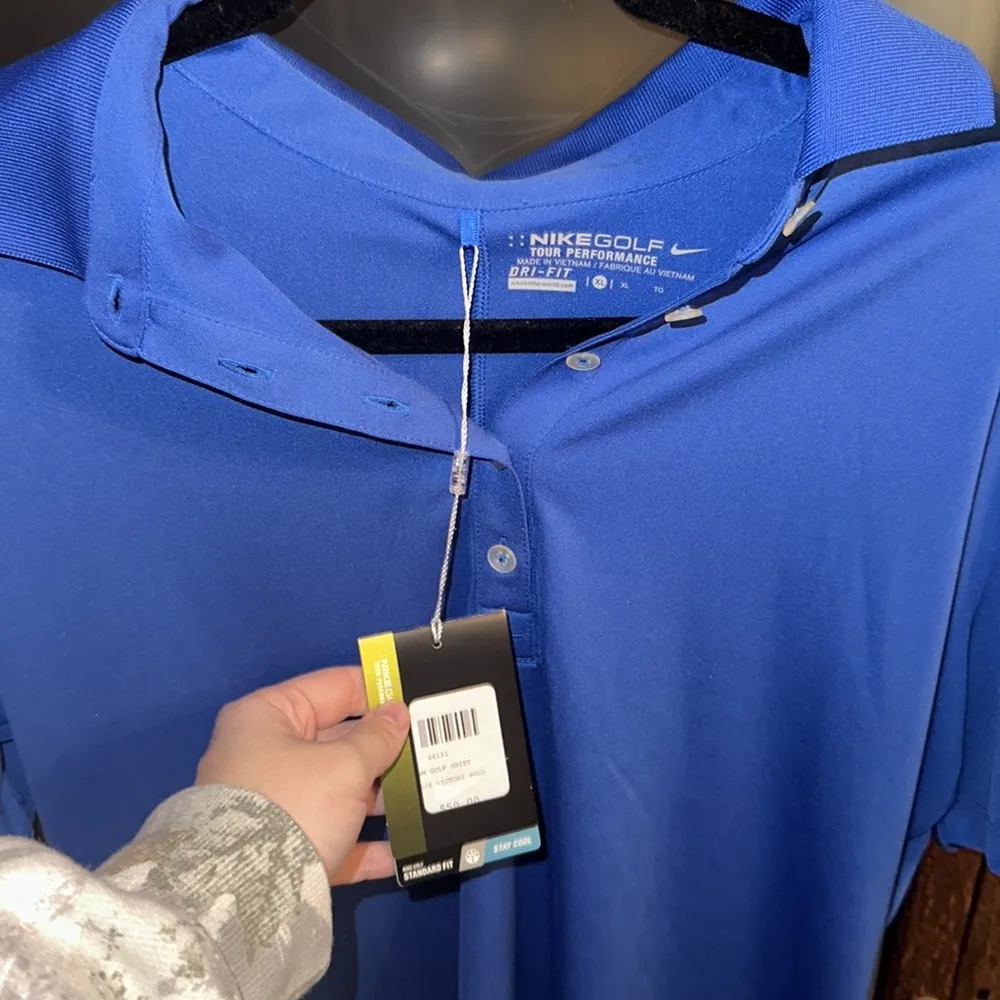 Nike Golf Dri-Fit Blue Polo - Image 4
