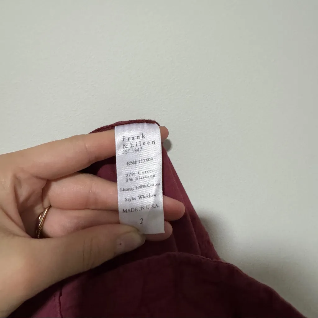 Frank & Eileen Wicklow The Italian Chino in Oxblood Size 2 - Image 8