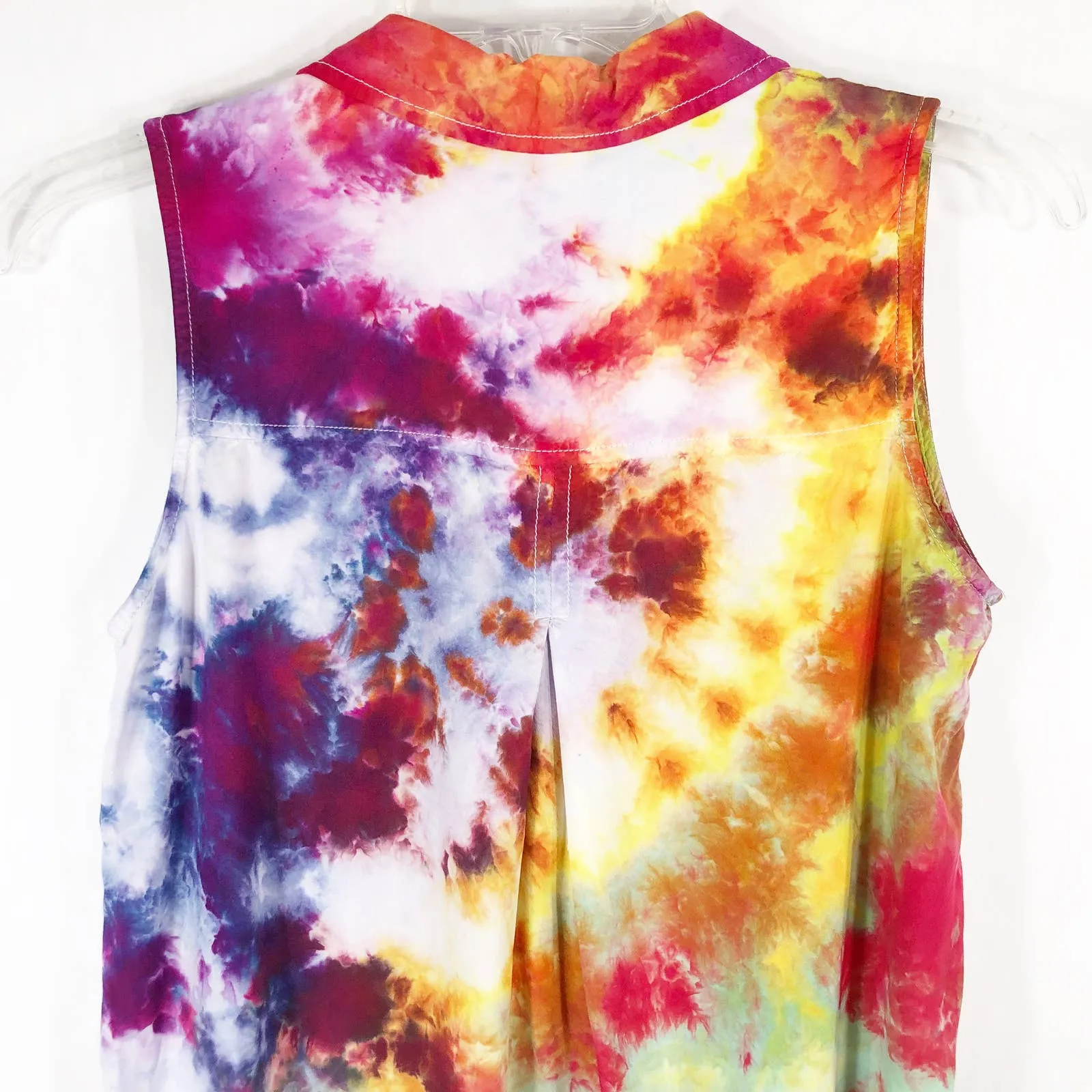 Beach Lunch Lounge Small Top‎ Handmade Tie Dye Rainbow Expert Orange Pink 734 - Image 4