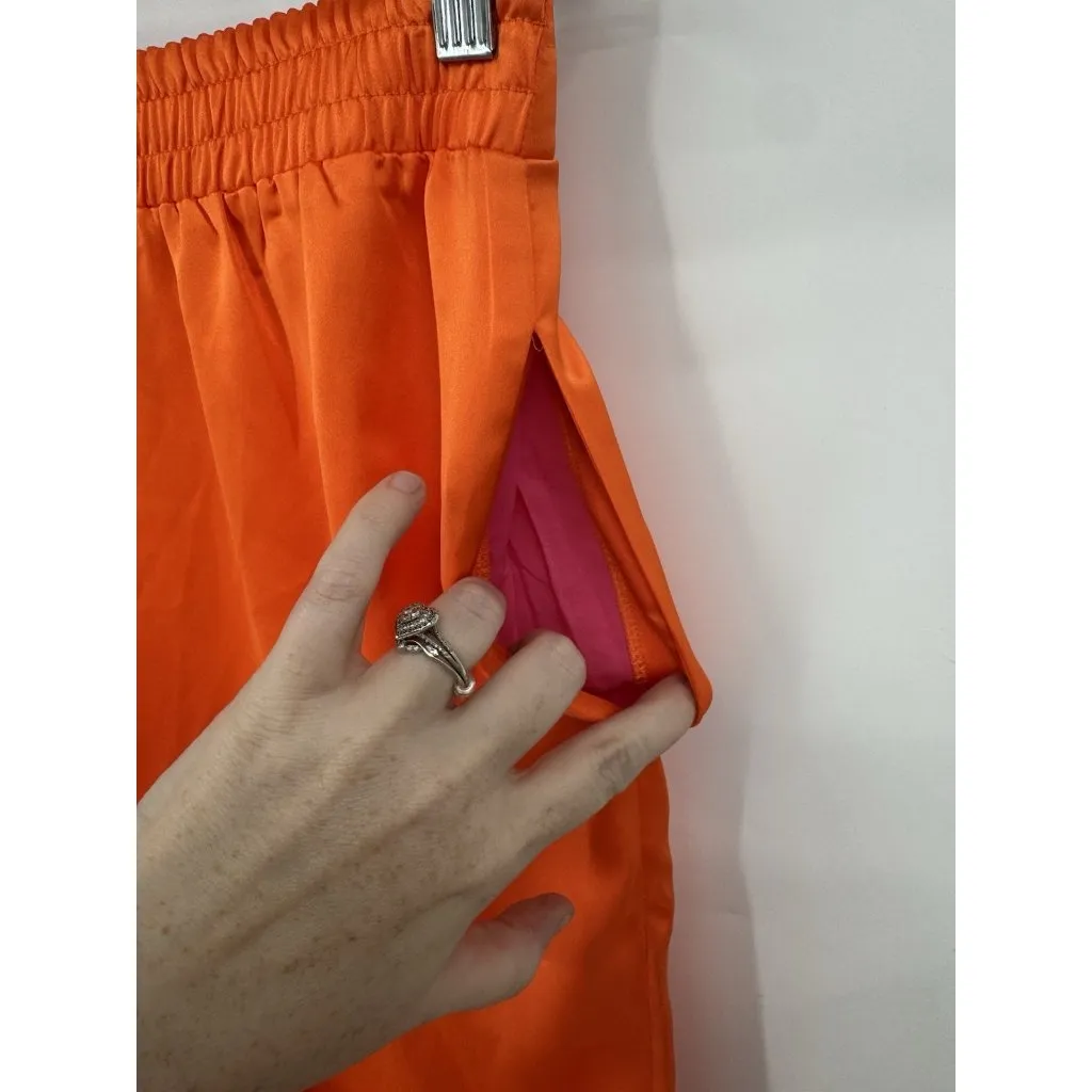 Gretchen Scott Satin Wide Leg Pant Women Small Orange Mature Belted High‎ Rise - Image 6