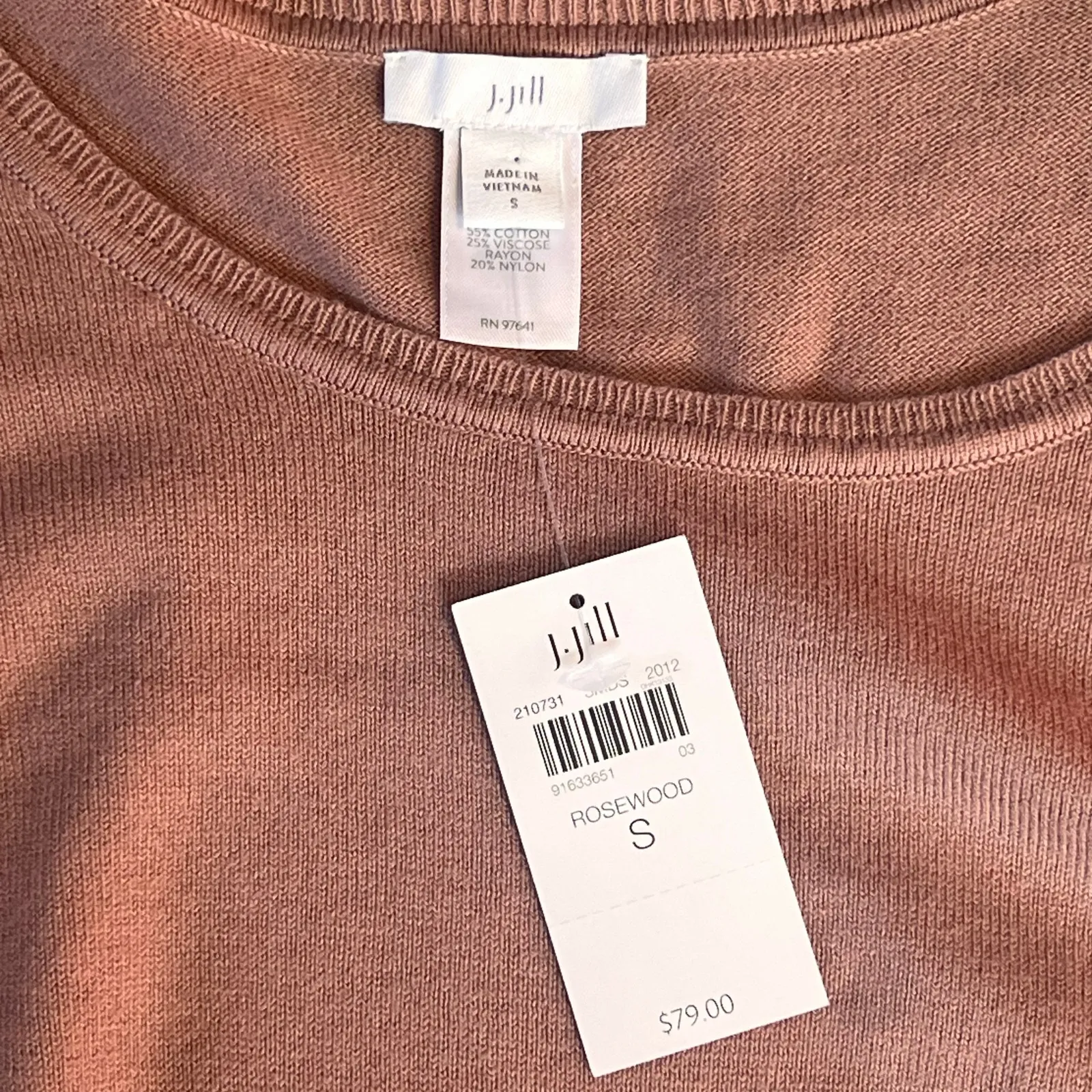 J Jill Rosewood Ribbed Side Sweater Women's Size Small - Image 3