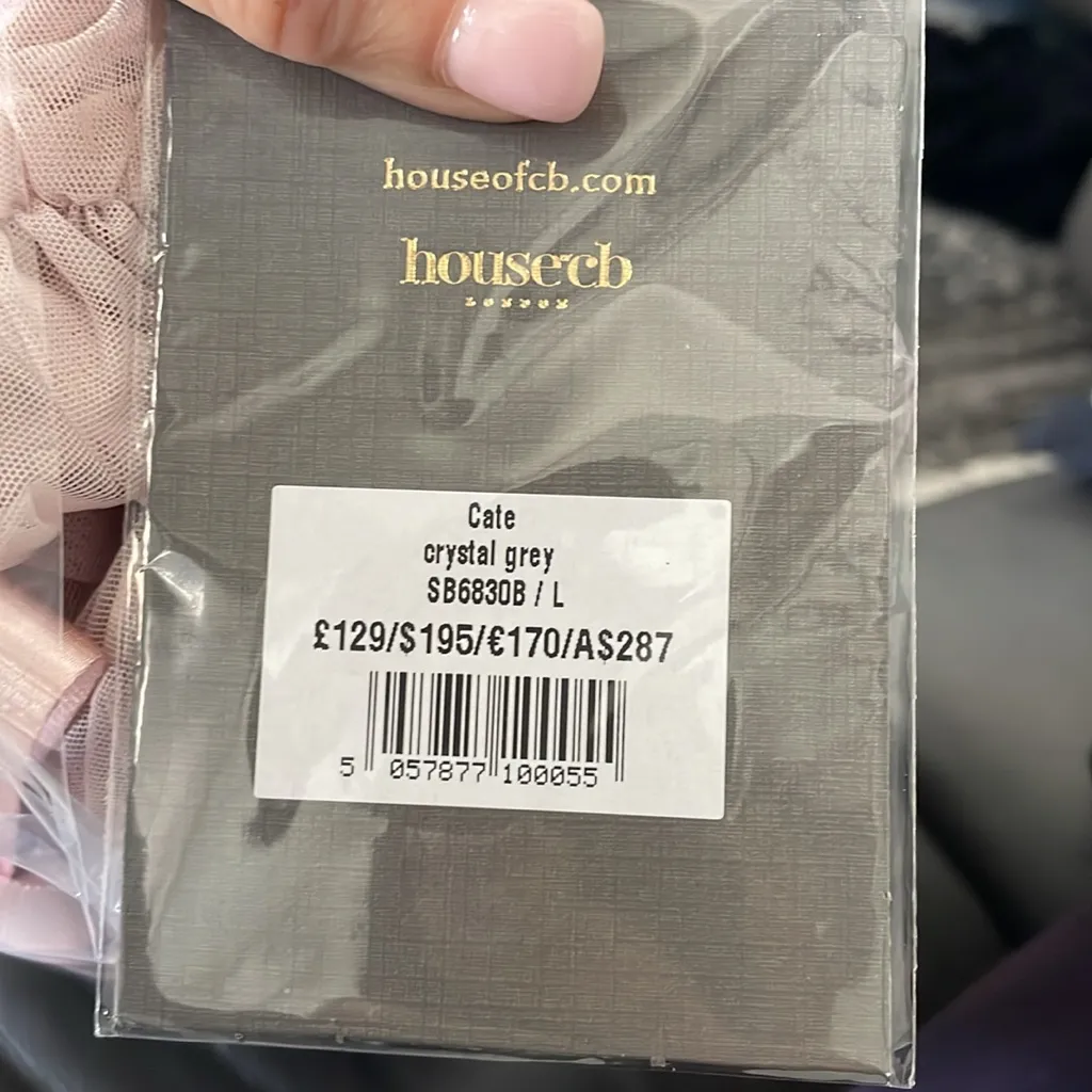 NWT House‎ of CB Cate Crystal Grey Ruched Mesh Mini Dress Sz Large $195 - Image 7