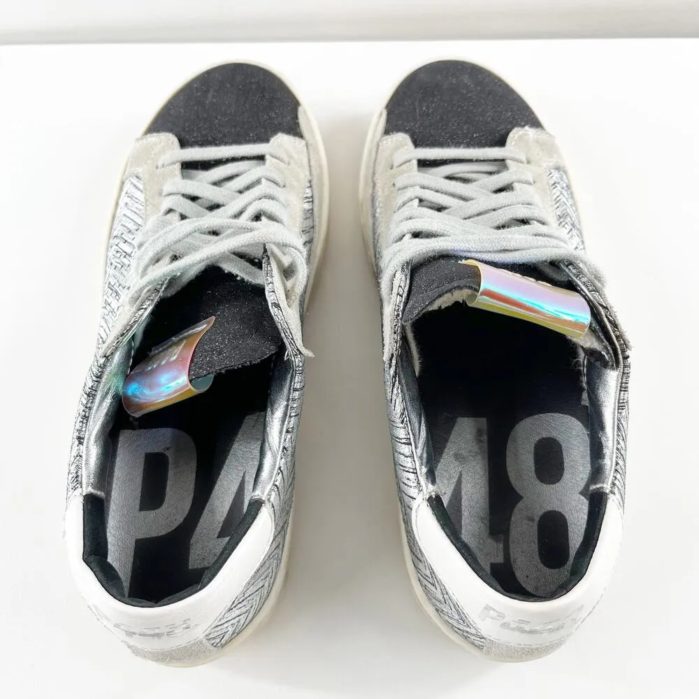 P448 John Chevron Lace Up Skateboarding Shoes Sneakers White Gray 7 - Image 7