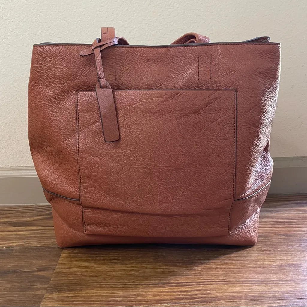 J. CREW‎ ALL DAY LEATHER TOTE BAG PURSE ROASTED CHESTNUT VTG - Image 2