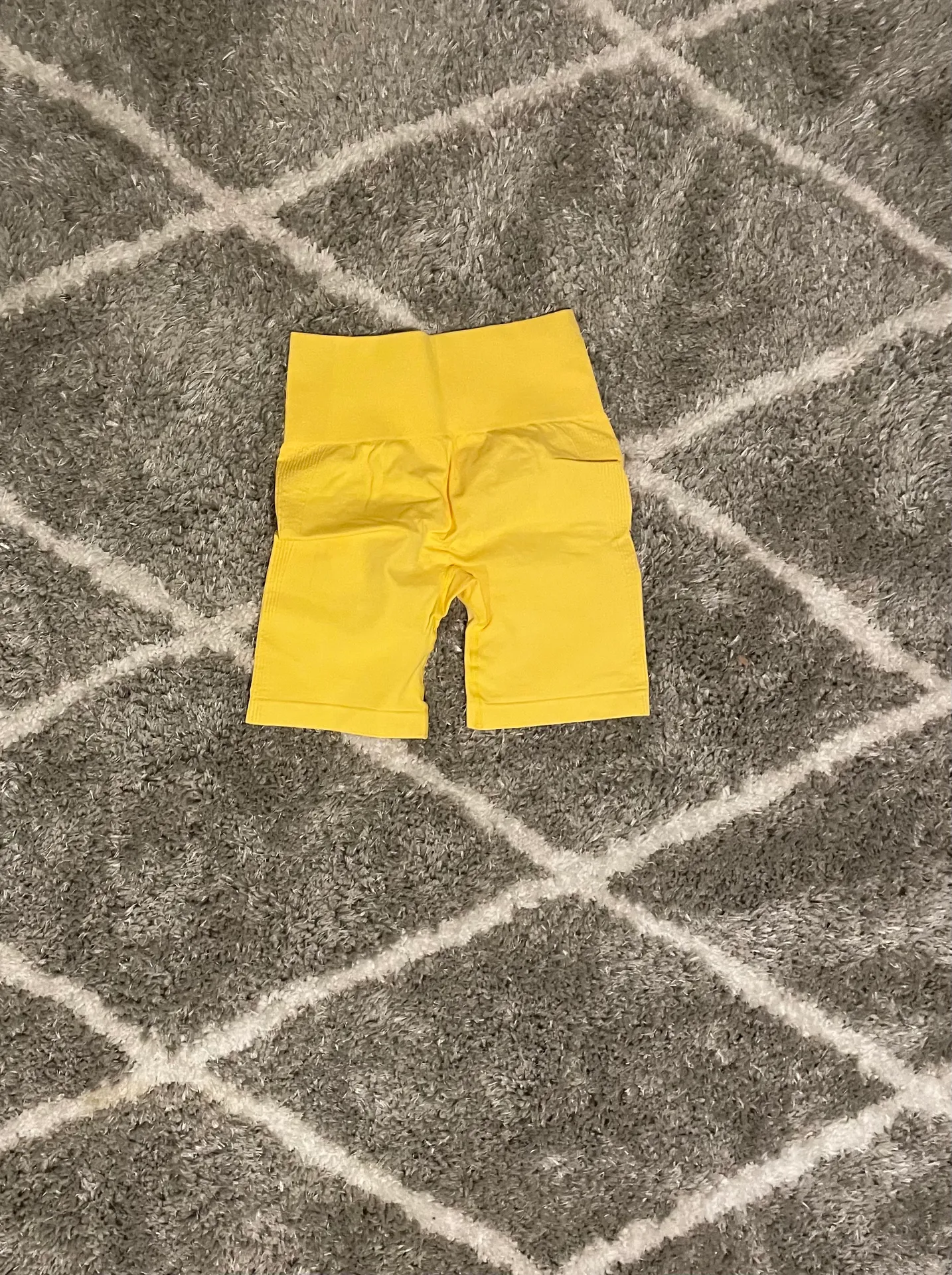 SheIn Yellow Ribbed Athletic Shorts - Image 4