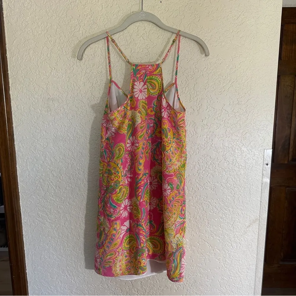 Lilly Pulitzer Dusk Hotty Pink Double Trouble Engineered‎ Silk Slip Dress Small - Image 7