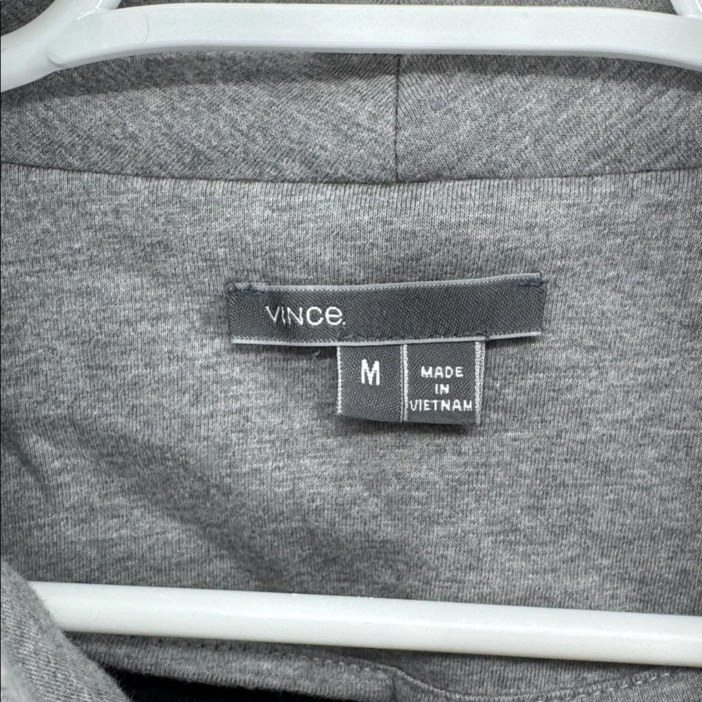 Vince Heather Gray moto cropped jacket M cotton knit scuba contemporary neutral - Image 9
