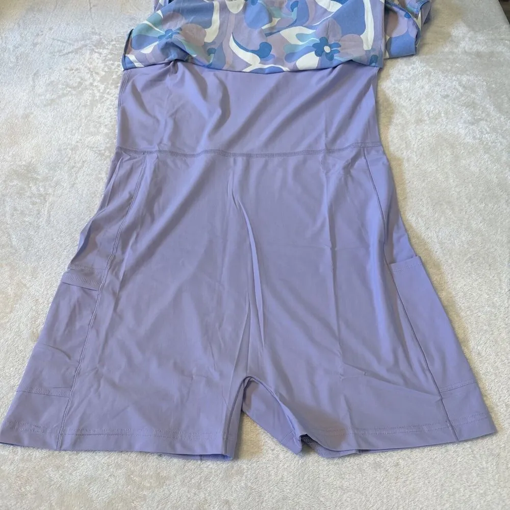 NWT Outdoor Voices The Exercise Dress Floral Blue Purple  Size XXL - Image 9