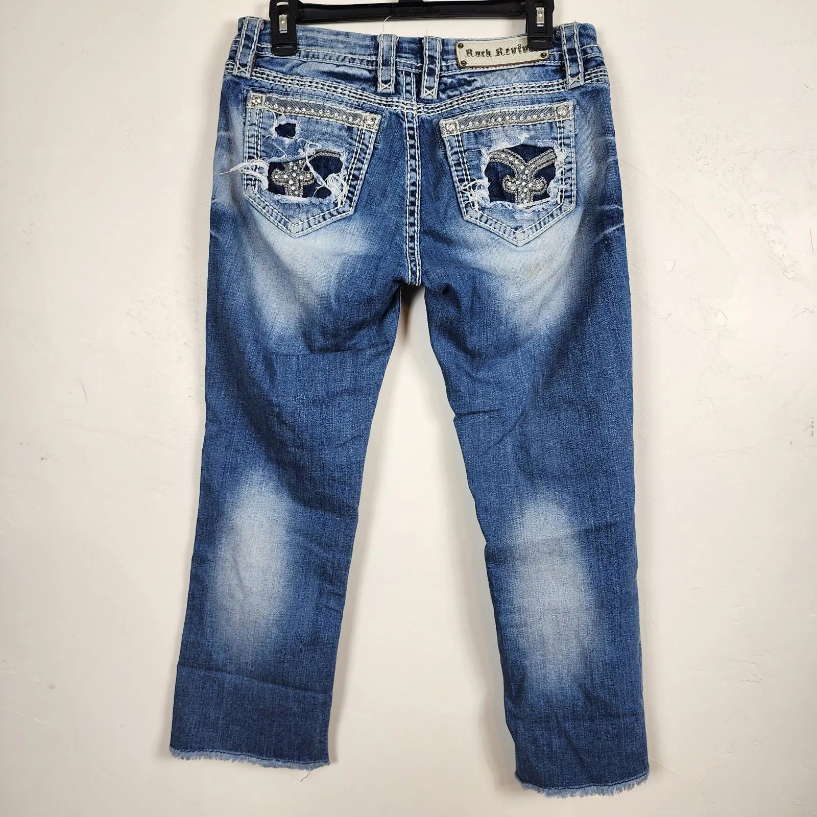 Rock Revival Sherri Easy Capri Womens 28 Distressed Embellished Denim Y2K Retro - Image 2