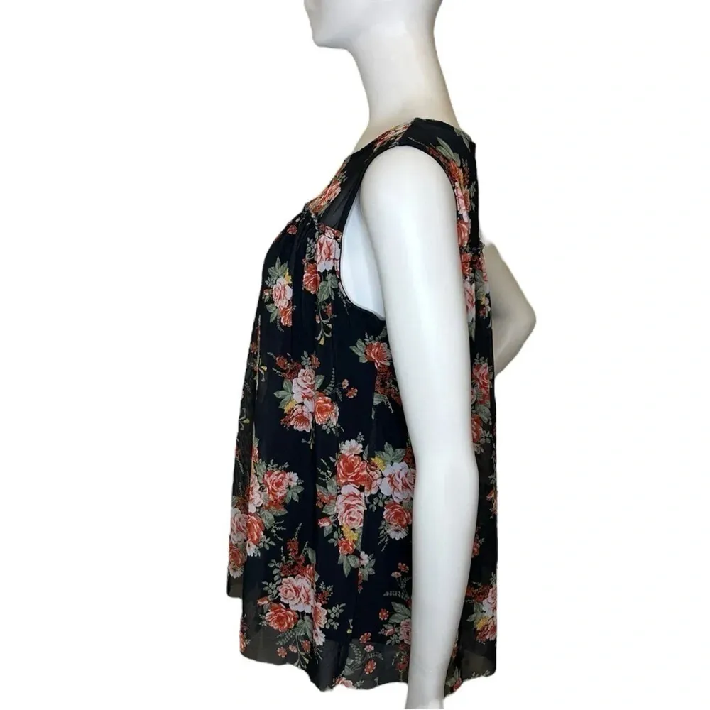 Bobbie Brooks Size Small Women’s Black Floral Sleeveless Tank Top - Image 4