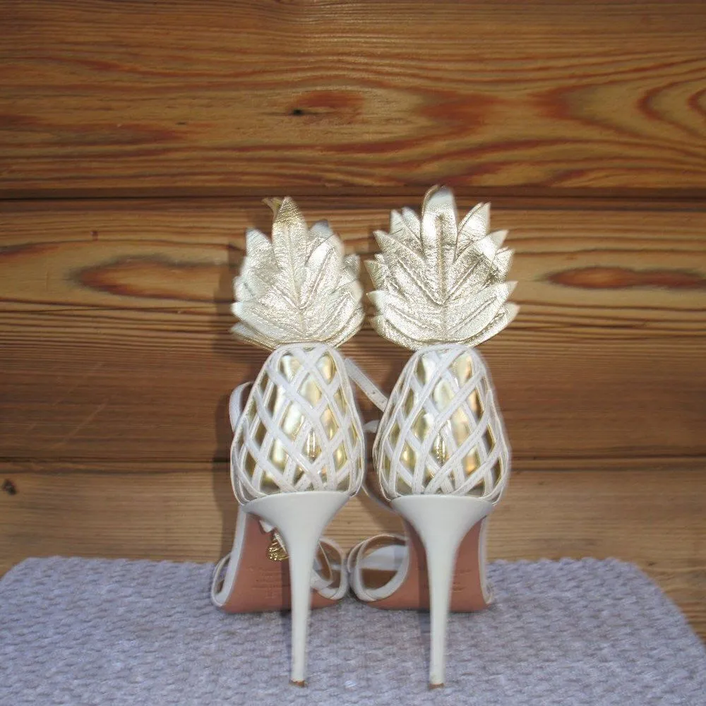 Aquazzura Pineapple Sandals Heels White Size 6 - Image 6