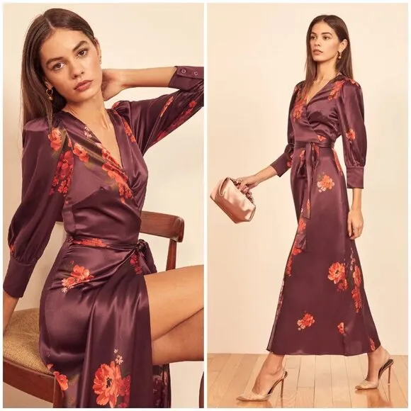 💕REFORMATION💕 Merrick Silk Dress ~ 100% Silk Azusa Floral Print XS NWOT - Image 2