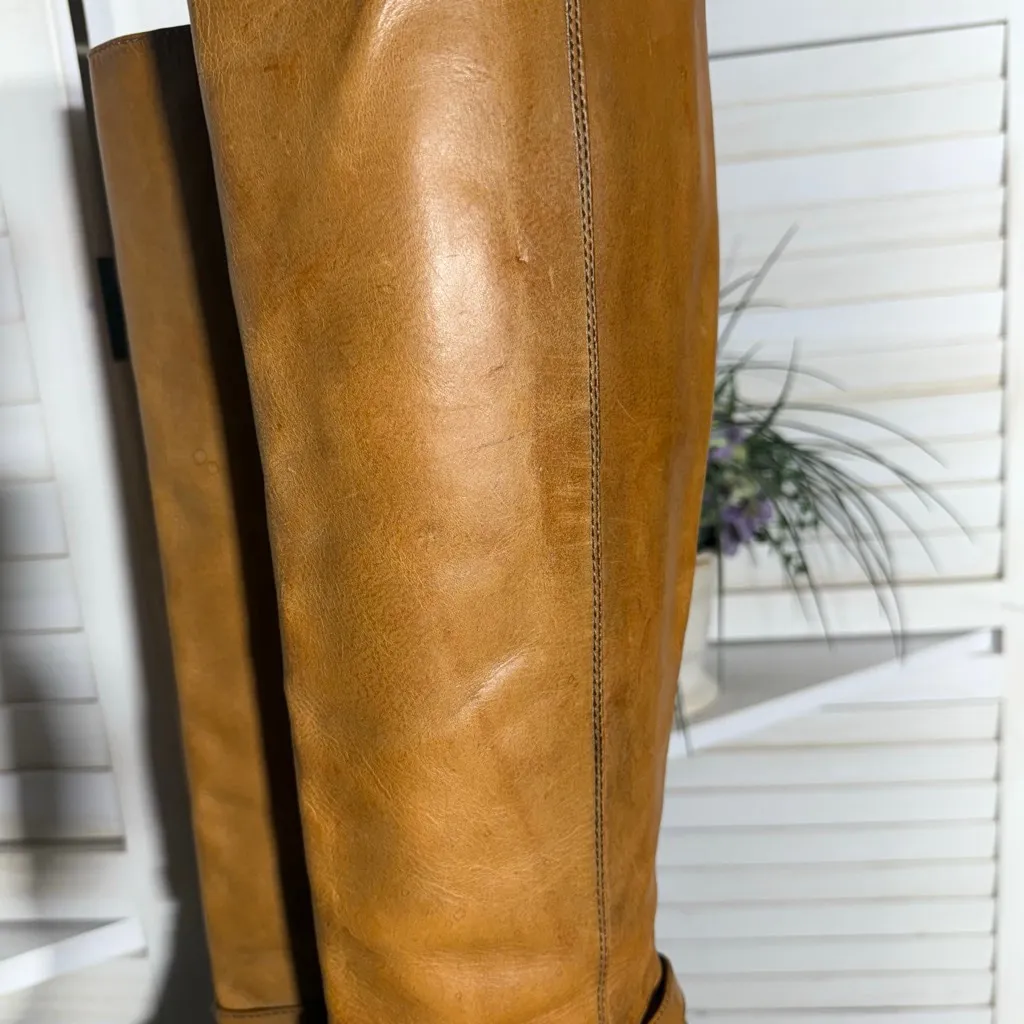 Frye vintage Y2K genuine leather caramel brown knee high boots sz 8 (M) - Image 6