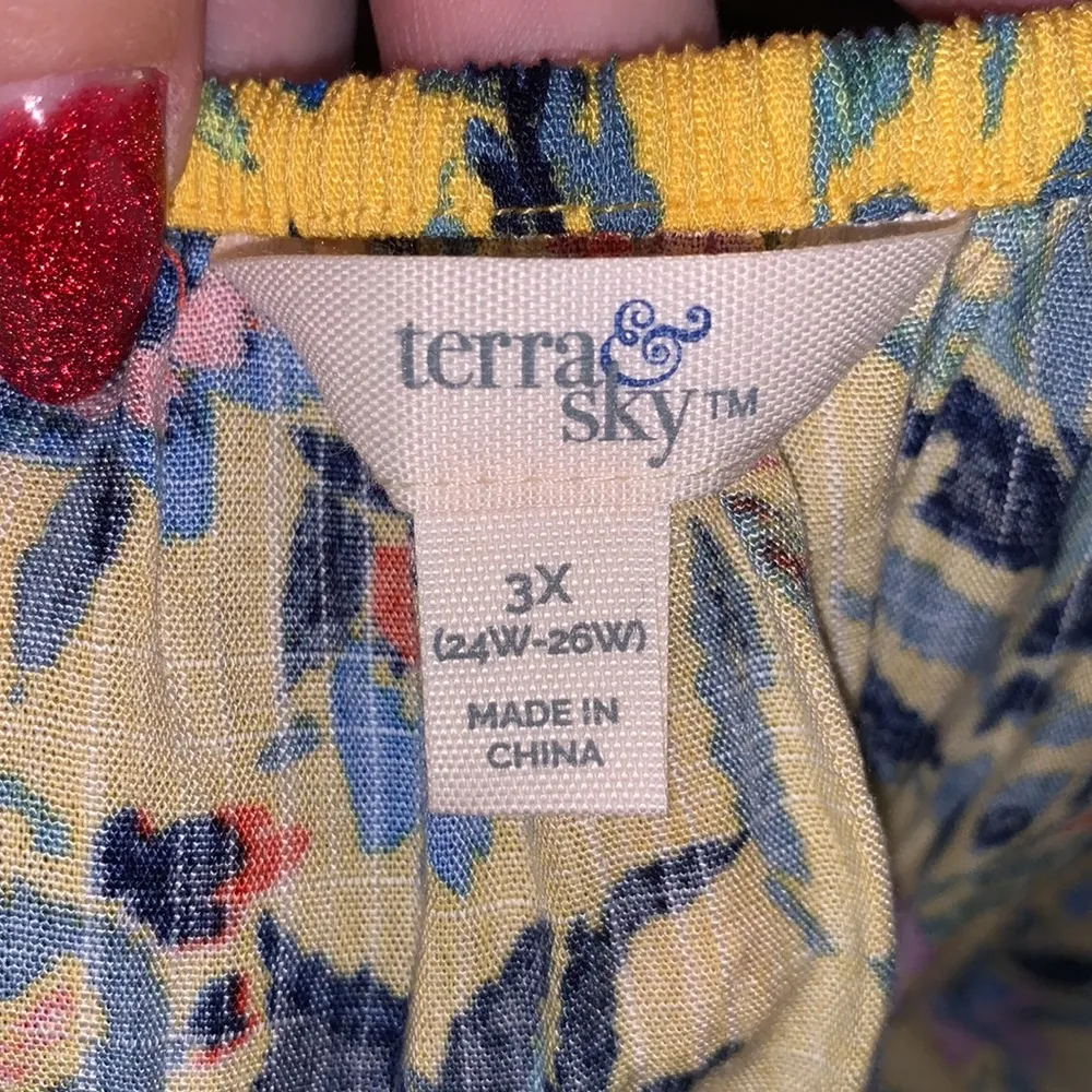 Terra & Sky NWT  yellow floral puff sleeve babydoll top - Image 8