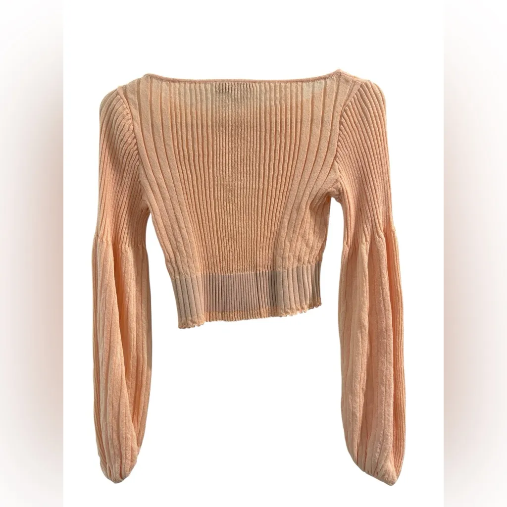 Zara Light Peach Knit Cropped Sweater Top - Image 5