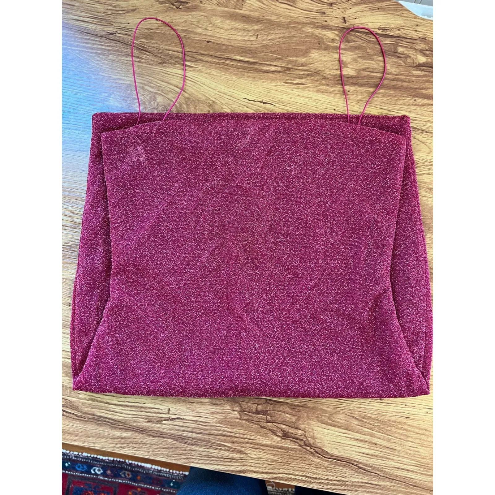 MESHki Thin Strap Shimmer Mini Dress Pink Bodycon Party Clubwear Size M Sparkly - Image 11