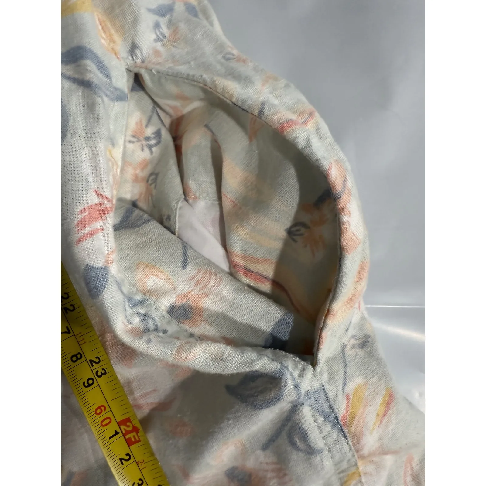 Faherty Isha Mini Dress Sky Coastal Floral Hemp Tencel Blend Pockets size xs Tan - Image 7