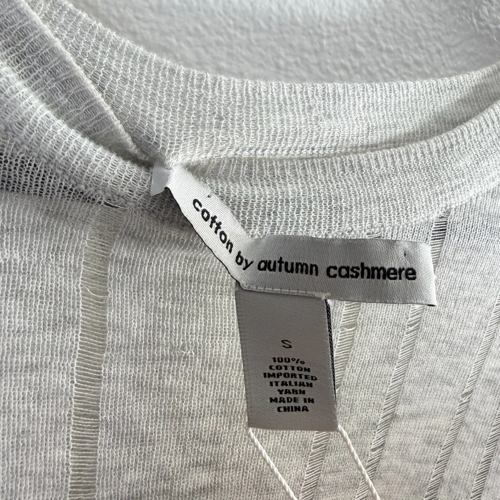 Cotton by Autumn Cashmere Sweater Womens Small Gray Oversized Drop Stitch Crew * - Image 7