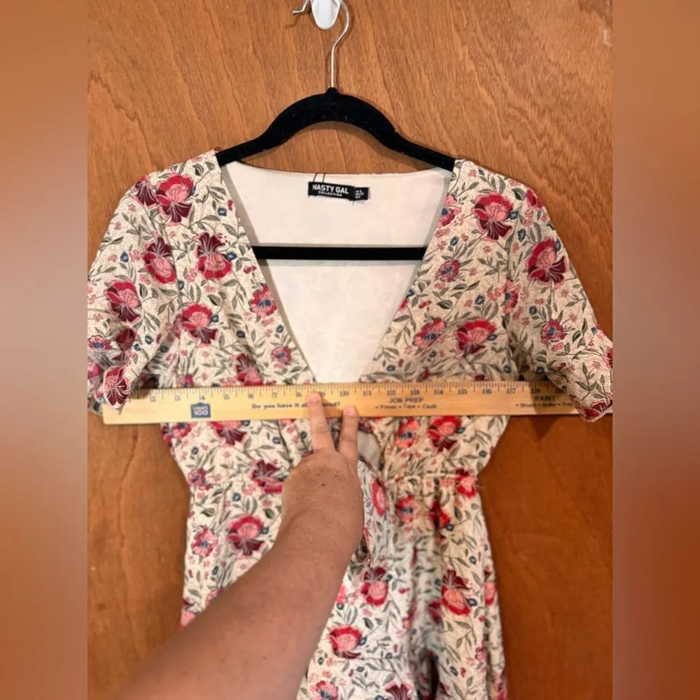 NWT Nasty Gal‎ Floral V Neck Playing for Flower hi Low Midi Dress Size 2 Blue - Image 13