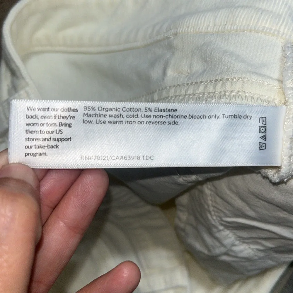 Eileen Fisher Organic Cotton Stretch Corduroy Straight Leg Ankle Pant Soft White - Image 7