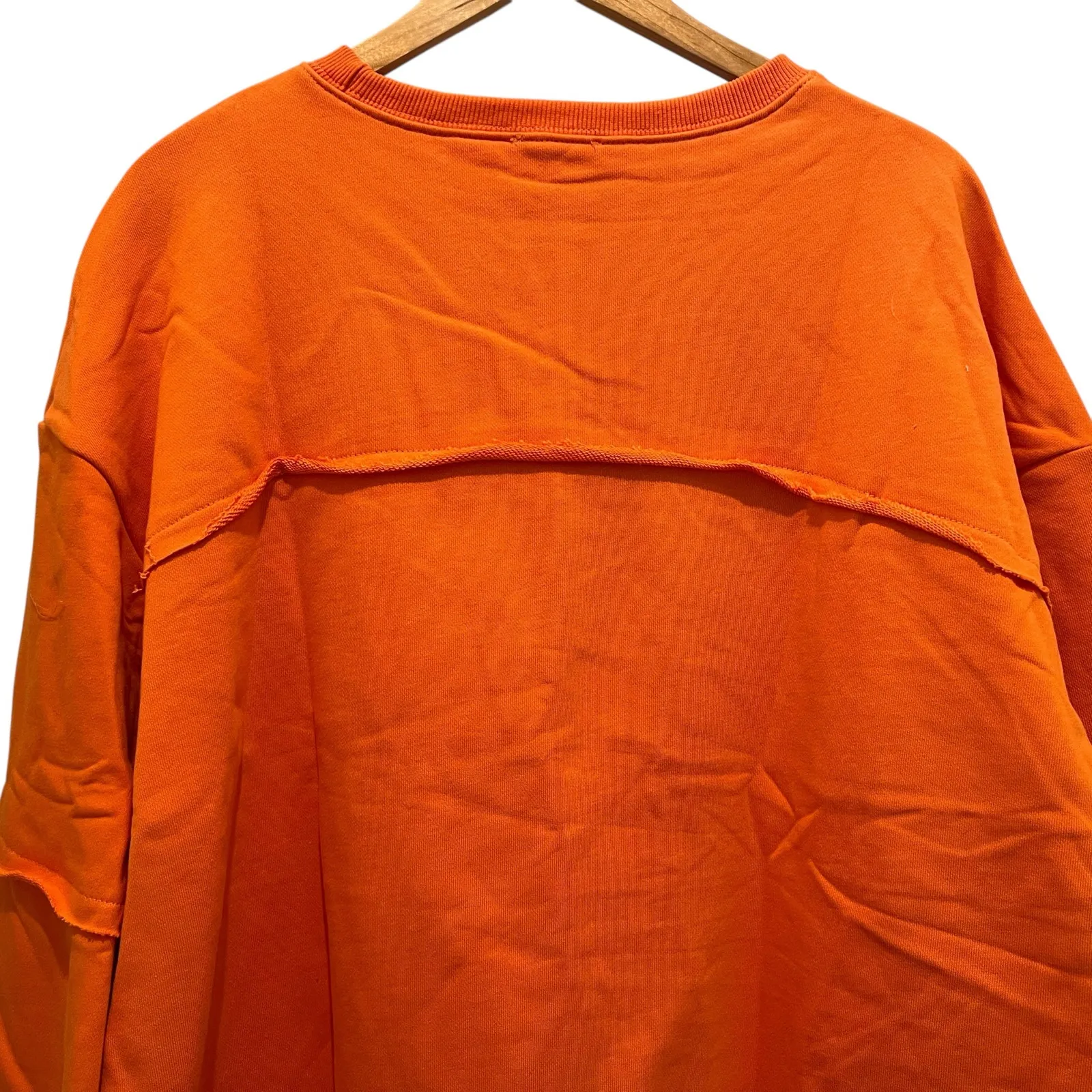 CES FEMME Raw Edge Fleece Sweatshirt Orange TX Sz L University Streetwear NEW Size L - Image 6