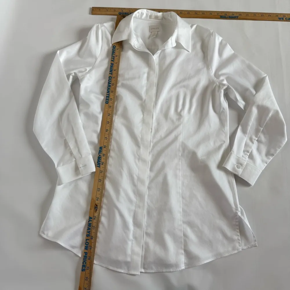 Chico's White tailored Classic Timeless no iron Button Blouse size small medium - Image 3