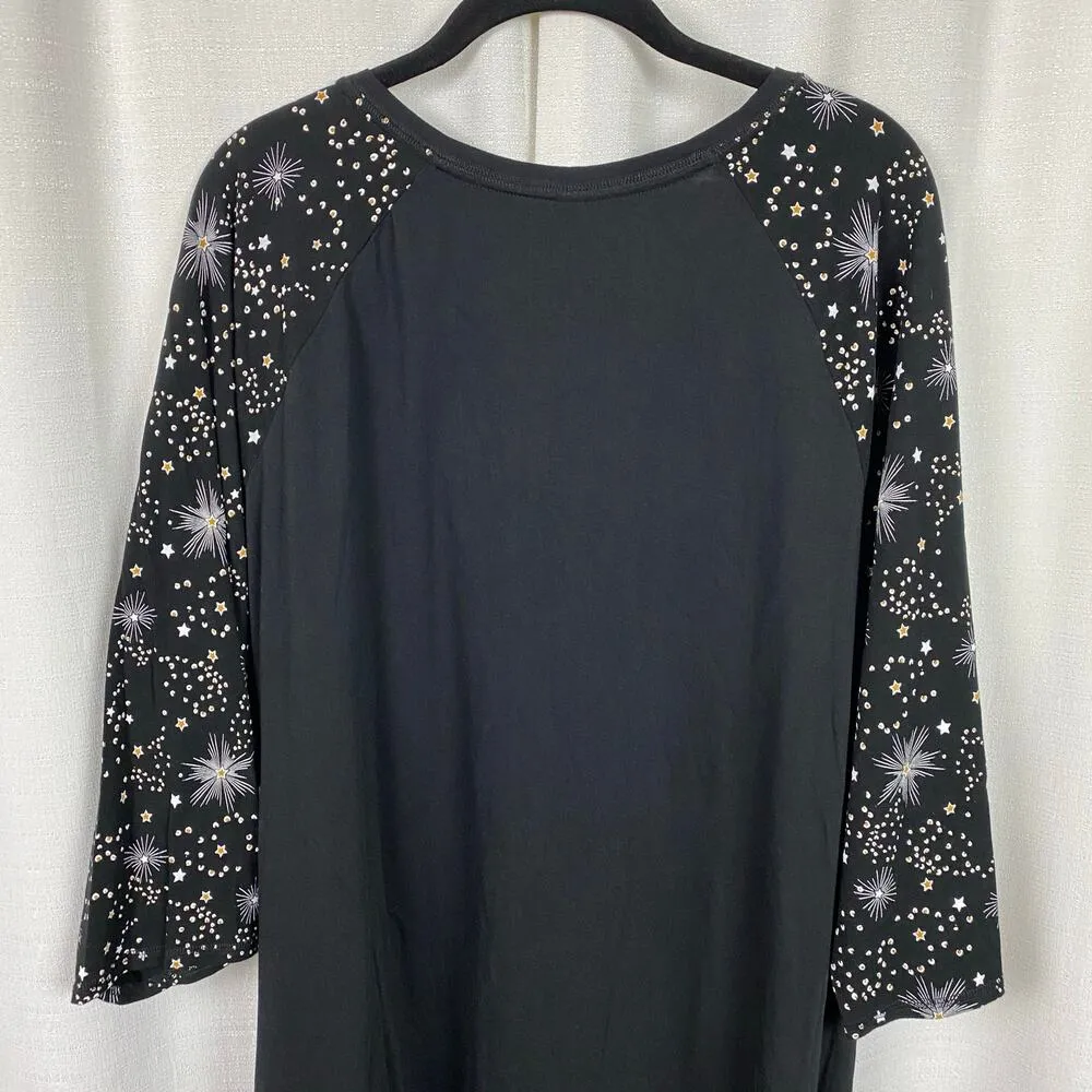Lane Bryant Cacique Black Star Gazer Long Sleep Shirt Sz.22/24W - Image 10