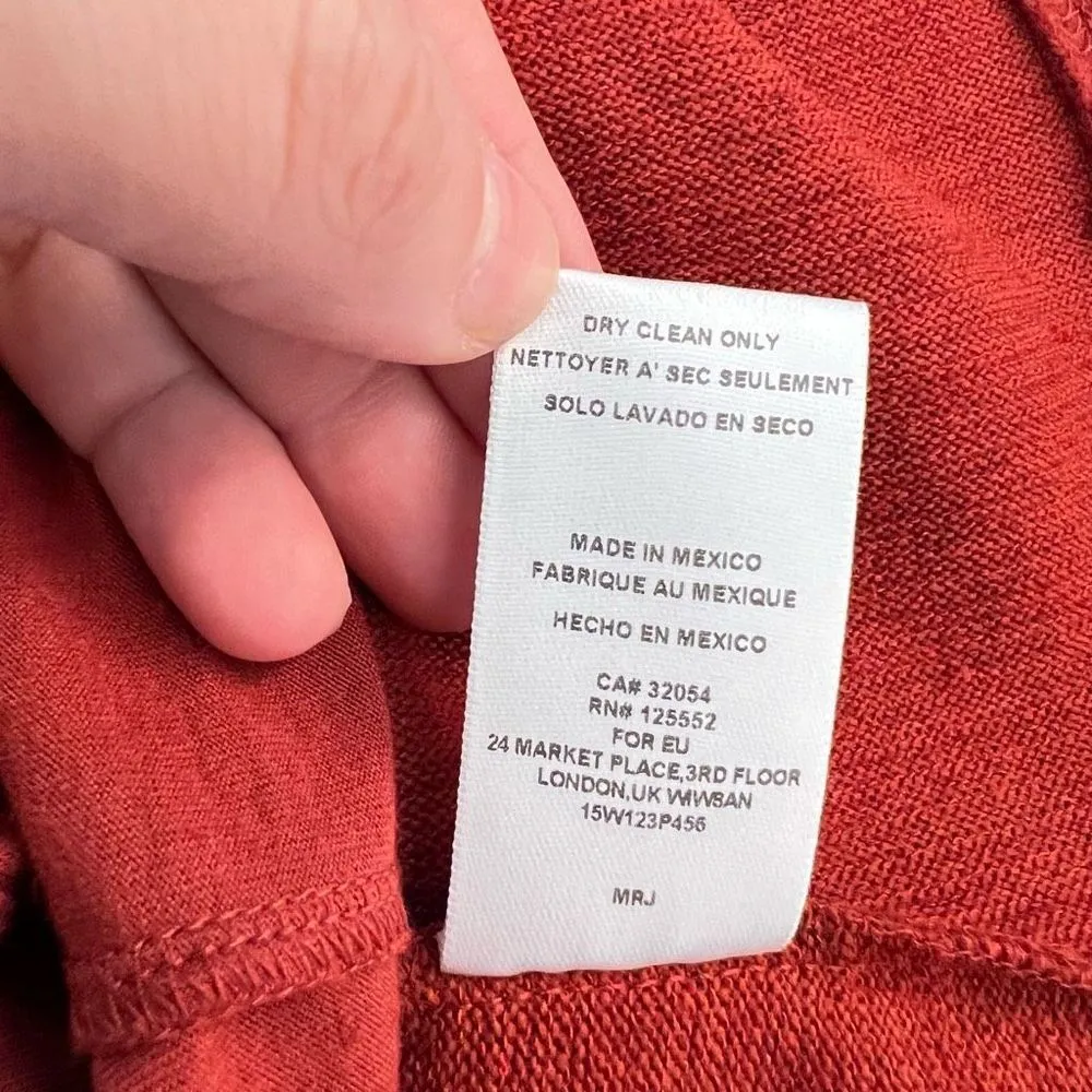 Dolan Anthropologie Long Sleeve Pleated Fit & Flare Burnt Orange Dress XS - Image 9